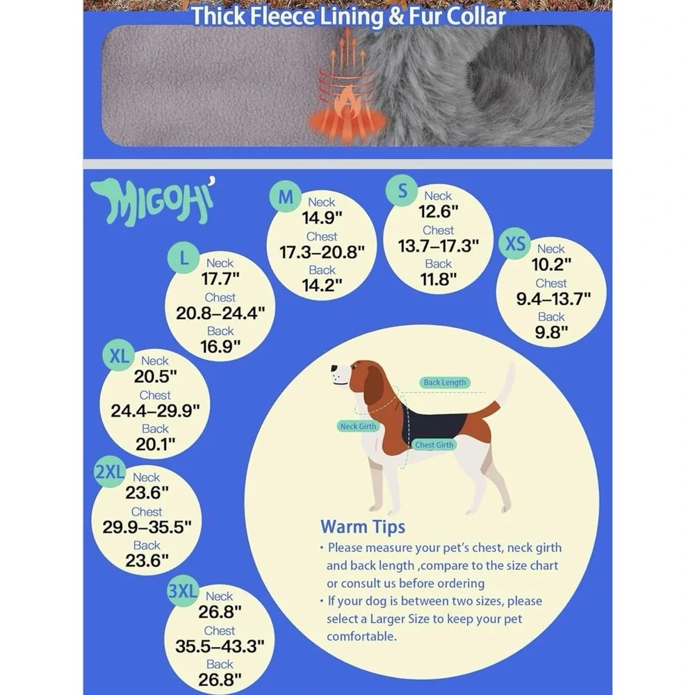 PAWROLL‎ FLEECE LINED DOG COAT 3xl